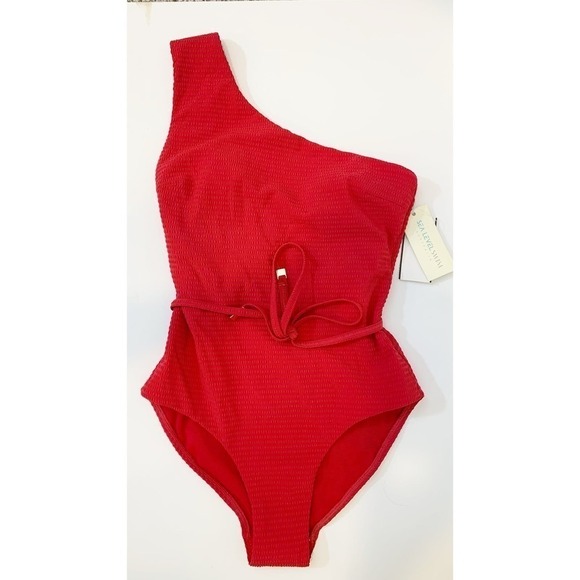 Sea Level Other - Sea Level Swim Red One Piece Swim Suit Sz 4 Belted One Shoulder Unused With Tags